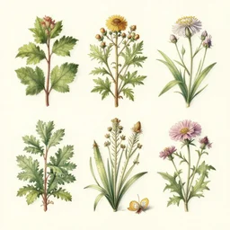 magical and medicinal plants, illustrated from nature. highly detailed botanical field sketches