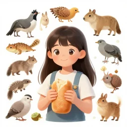 highly detailed illustration of a an asian girl holding bread surrounded by all the known species of plants and flowers by juan gatti!, by moebius!, by leonardo da vinci!, by oliver vernon!