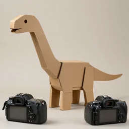 a cardboard diplodocus, dslr, soft lighting
