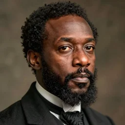 portrait of a black inventor, male, muttonchops, victorian, detailed face, highly detailed, cinematic lighting, photograph by elliott & fry