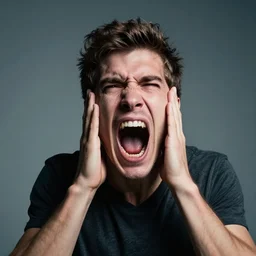 man screaming in terror