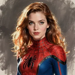 awesome drawing of mary jane watson as spider girl, realistic, comic, by mike deodato