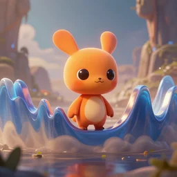 orange cute spirit axie pet behind a acoustic waves barrier, fantasy, style artstation, style greg rutkowsk, octane render, unreal engine 6, epic game graphics, fantasy, conceptual art, ray tracing