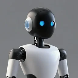 a cool robot made from google the robot is like a human his head is black and his whole body is white and robot is made with plastic photo - realistic 4 k