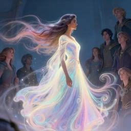 side profile portrait, medium shot, maya ali, wind sorcerer, gloomhaven, luminescent, fantasy robe, colorful swirly magic ripples, pastel colours, by greg manchess, huang guangjian, sachin teng, greg rutkowski, jesper ejsing, ilya kuvshinov