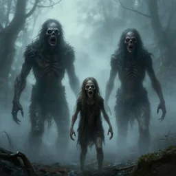 creatures from the 2 0 0 7 film mist, in the style of horror, photorealistic, digital painting,