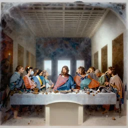 The Last Supper, made of colored smoke