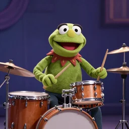 Muppet animal playing drums, 8k