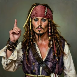 photorealistic painting of johnny depp posing for a photo with jack sparrow