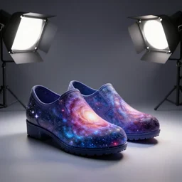 shoes made of galaxy, studio lighting