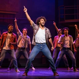 a gorgeous performance of in the heights on broadway, dynamic lighting, realistic, 8 k hdr,