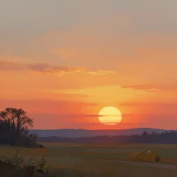 vintage sunset, digital painting, artstation