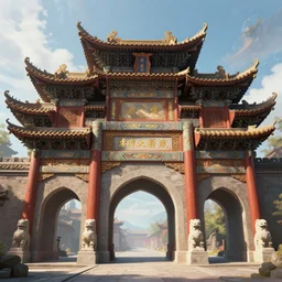 the gate to the eternal kingdom of china, fantasy, digital art, hd, detailed.