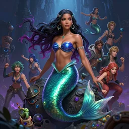 female mermaid portrait, maya ali mage, gloomhaven, dynamic lighting, gaudy colors, octane render aesthetic, matte painting concept art, official fanart behance hd artstation by jesper ejsing, by rhads and makoto shinkai and lois van baarle and ilya kuvshinov and rossdraws
