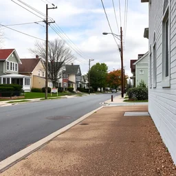 a suburban street with a carpeted floor