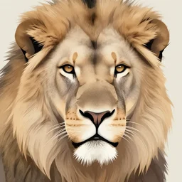 male lion's face, half tone, stylized, muted colors