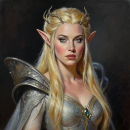 A painting of Sarah Michelle Gellar as an elven queen by Craig Mullins, dramatic lighting, extremely high detail, trending on artstation