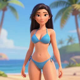 a woman in bikini, high detail, 3 d, 4 k, walt disney animation studios, cgi