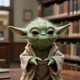 cctv footage of yoda at the library, realistic light, cinematic, n - 4