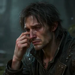 highly detailed portrait of a lonely man crying, unreal engine, fantasy art by greg rutkowski