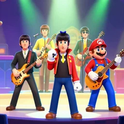 The Beatles performing, in Super Mario Odyssey, ingame screenshot