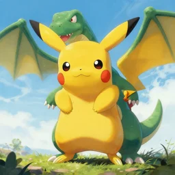 pikachu as a giant dinosaur, painted by zdenek burian