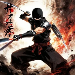 japanese cyborg ninja throwing kunai as scarlxrd album cover