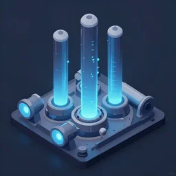 nuclear reactor control rods, blue glow, isometric, by jean - baptiste monge