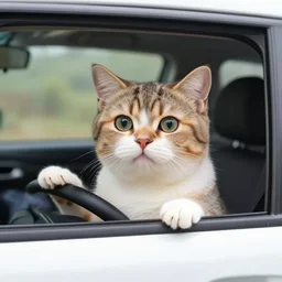 cat driving