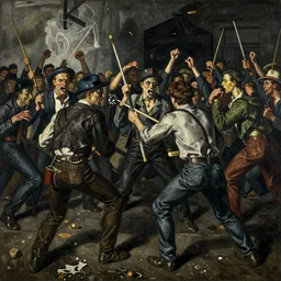 highly detailed painting of a riot, otto dix, dark