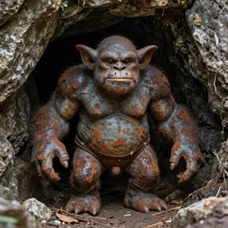 cave troll stained with rust, with a small insect head