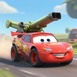 himars launcher in the style of pixar's cars