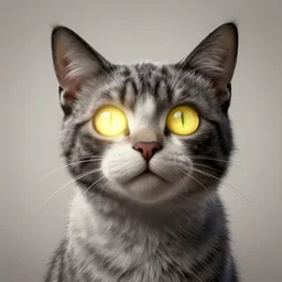 cat with a very long nose and windy ears with glowing eyes beaming light, photorealistic, cartoon, stencil, ultradetail