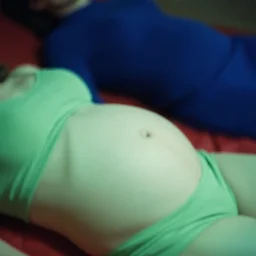( out of focus ), belly of a woman, photography by saul leiter and ernst haas, baroque lighting, tea green, airforce blue, red, pale skin