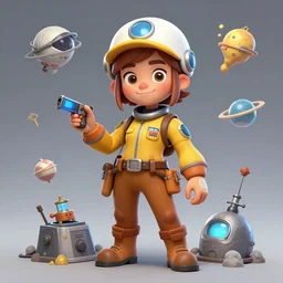 a character exression seet for a quirky female space engineer character