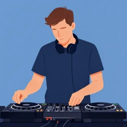 space dj, dan mumford art style, complimentary color, smooth, illustration