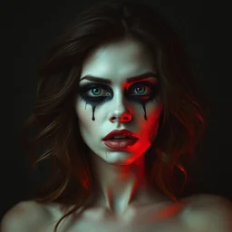 scary portrait of a beautiful woman, horror, beauty, surreal