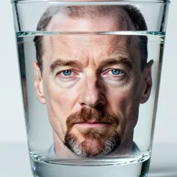 walter white's facial features overlayed on a glass of water magazine cover artstation