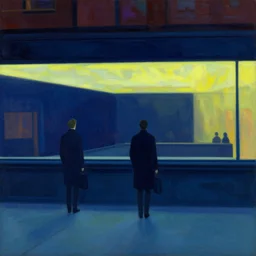 Nighthawks by Edward Hopper, cyberpunk, HD,