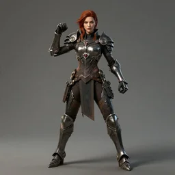 hyper detailed ultra sharp full body character portrait of a woman wearing hextech armor, in the style of arcane tv show, muted colors, action pose, cinematic lighting, good value control