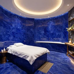 luxury spa with lapis lazuli walls