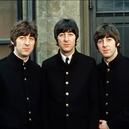 Film still from a biopic about the Beatles during Sgt. Peppers til Let it Be, film trailer screenshot