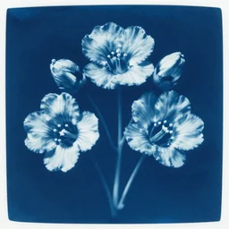 a cyanotype print of flowers