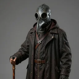 Plague doctor with traditional beak mask and with her cane in hand, artstation trending, award winning, realistic