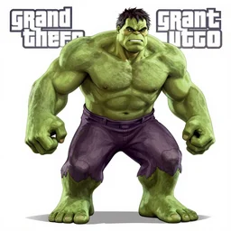 the hulk as a gta5 character, video game art, cover art, grand theft auto