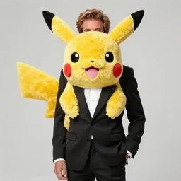 elegant man dressed up as pikachu, art photo by Annie Liebovitz and Alphonse Mucha