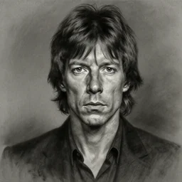 charcoal portrait of young mick jagger, in the style of casey baugh