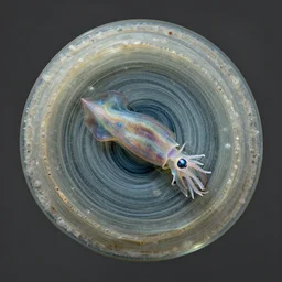 the miracle, gelatinosis glass layered creature, aliena, nudibranch, squidworm in symbiosi crusta, gelatin cerebri, vortices micro water, by peter mohrbacher