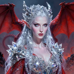 realistic portrait of beautifully crystalized and detailed portrait of a elvish sorceress, matte painting of cinematic movie scene red dragon, horror, created by gustave dore and greg rutkowski, high detailed, smooth draw, synthwave neon retro, intricate, realistic proportions, dramatic lighting, trending on artstation.