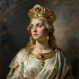 Romantic-period style oil painting of Cleopatra